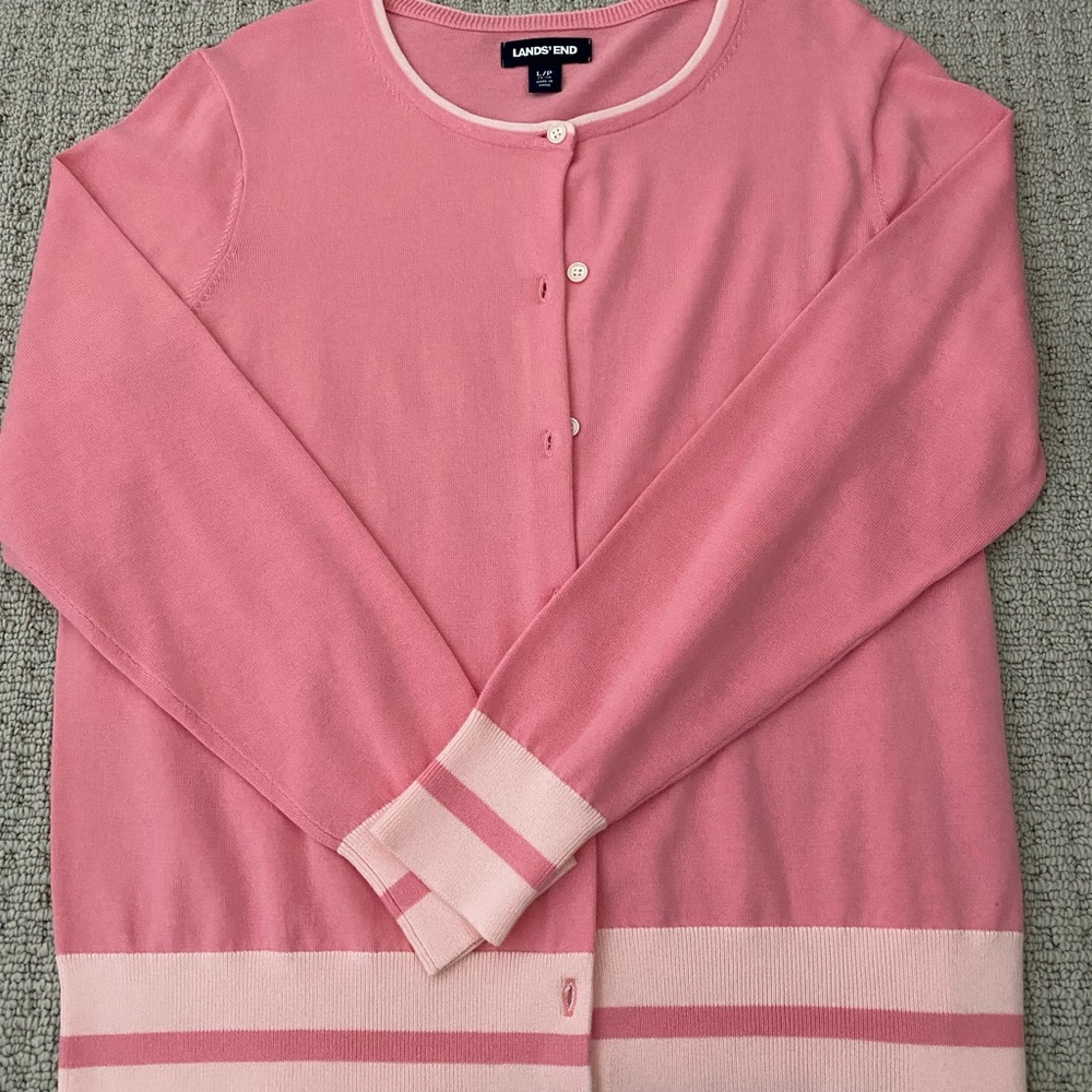 Lands End Cotton Button Down Cardigan
